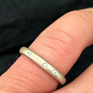 Saundra Messinger Sterling Sliver Ring w/3 Diamonds Square Design